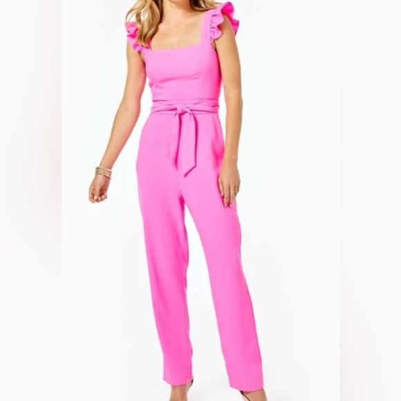 Lilly Pulitzer Pants - Lilly Pulitzer Eppley Neon Pink Jumpsuit Barbie Sleeveless Size XS 00 $228